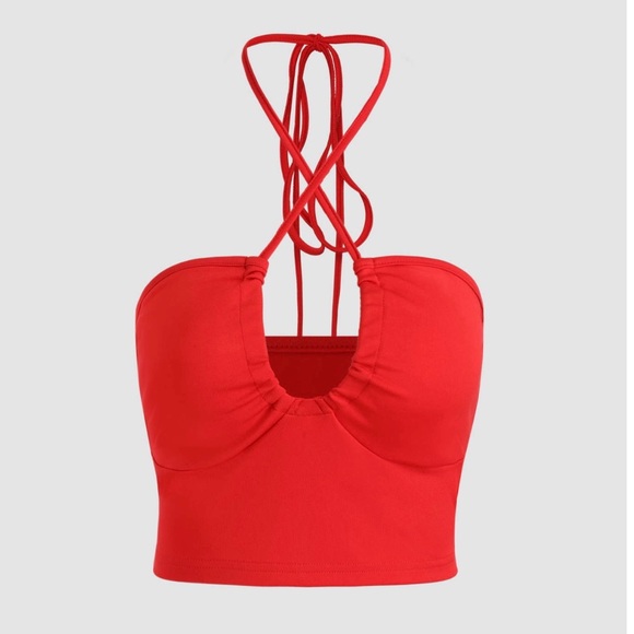 Cider Tops - Cider Girl On Fire Red Strappy Halter Crop Top